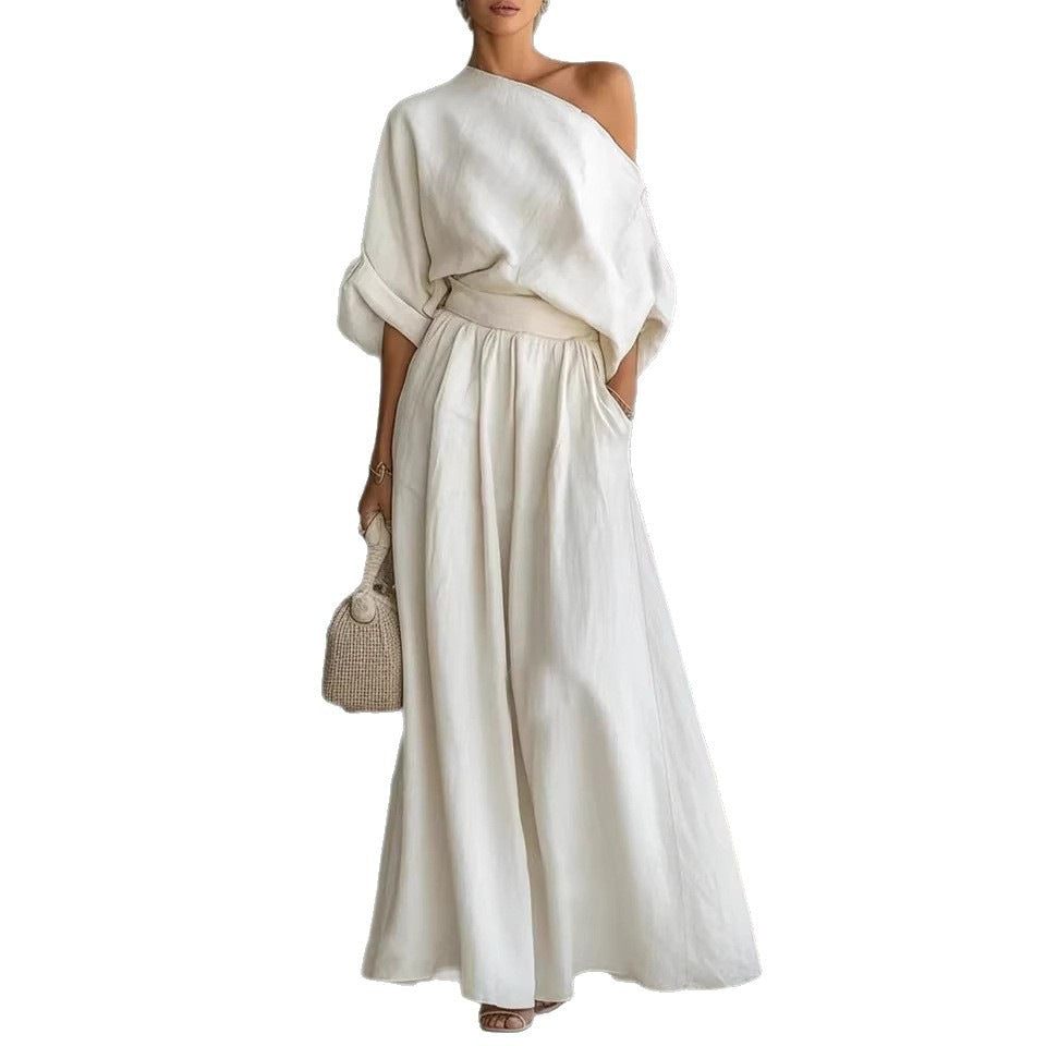 Sophia Reynolds | One Shoulder Linen Maxi Set For Women